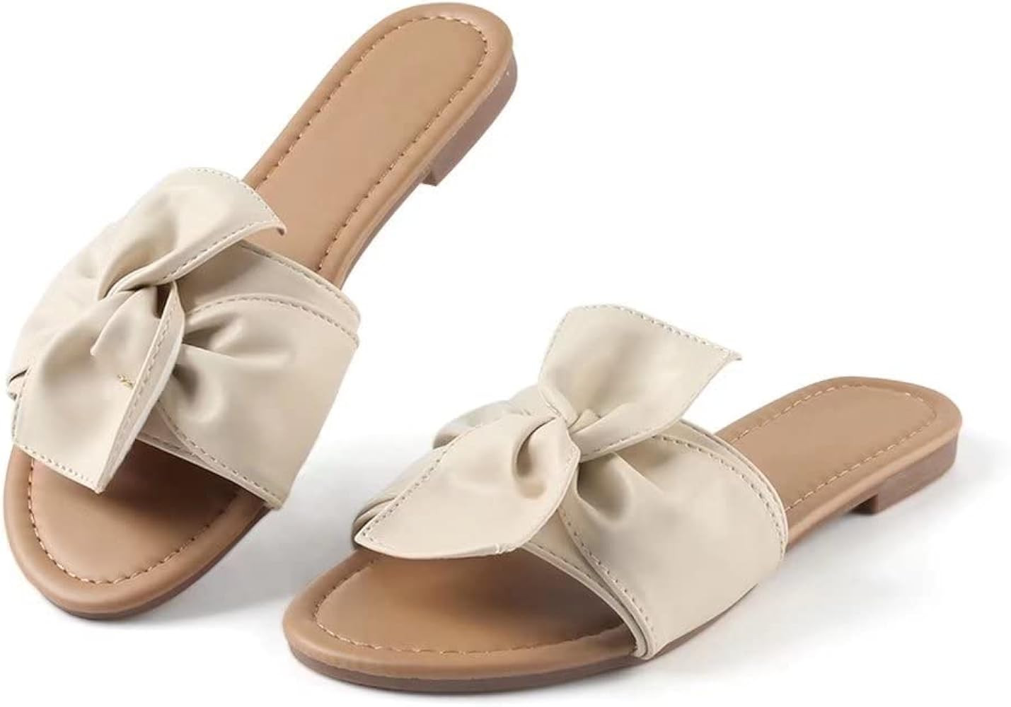 MUSSHOE Flat Sandals for Women Transparent Sandals Open Toe Sandals Slip On Flat Casual Summer Sanda | Amazon (US)