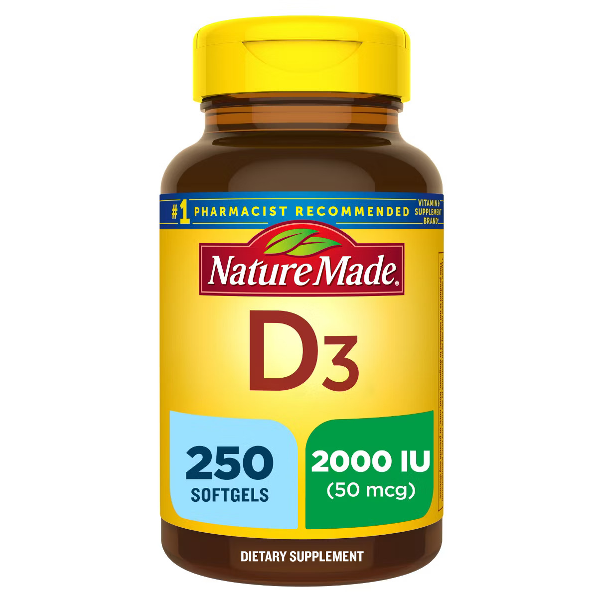 Nature Made Vitamin D3 2000 IU (50 mcg), Bone Health and Immune Support Softgels - 250ct | Target