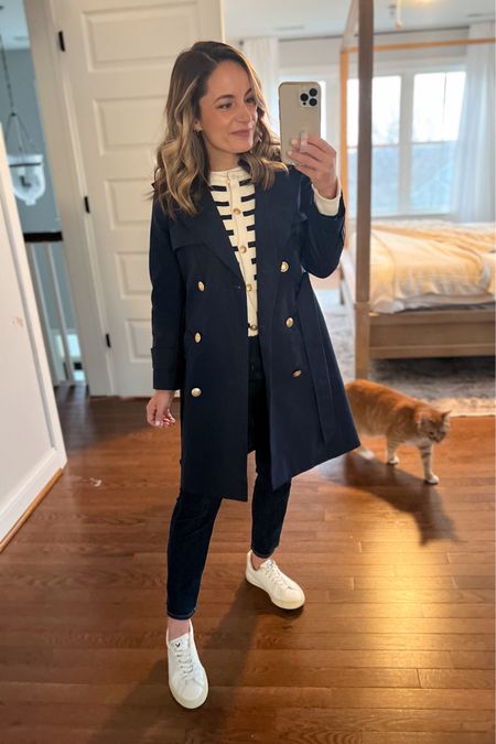Wearing today: 

Jacket: petite 00 
Sweater: xs 
Layering top: small 
Jeans: petite 24 
Sneakers: 35 (I wear a size 5) 

My measurements for reference: 4’10” 105lbs bust, waist, hips 32”, 24”, 35” size 5 shoe

#LTKSeasonal