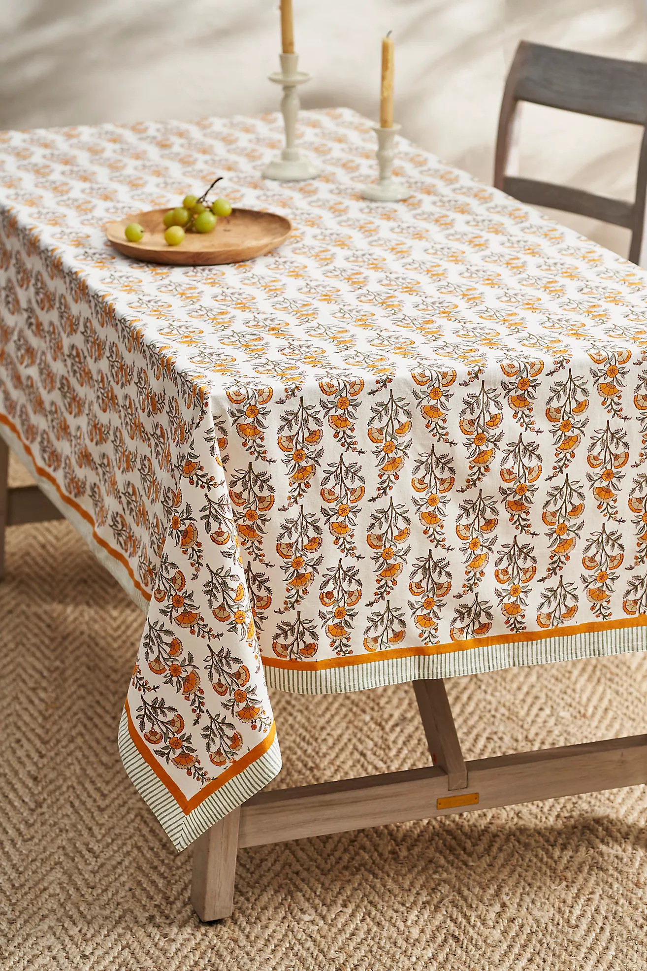 Calla Cotton Tablecloth, Yellow | Anthropologie (US)