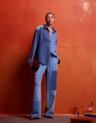 ASOS DESIGN baggy jean in patchwork denim | ASOS | ASOS (Global)