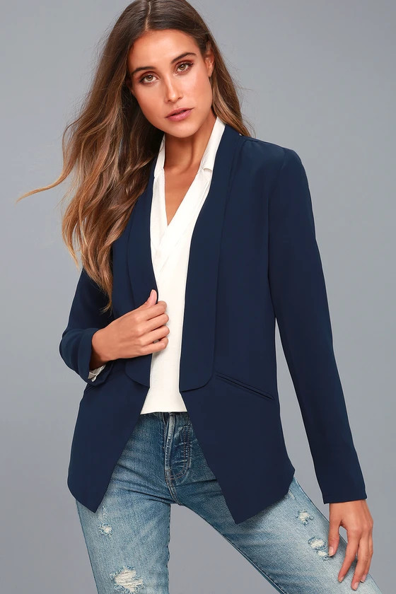 Miss Punctuality Navy Blue Lightweight Blazer | Lulus (US)