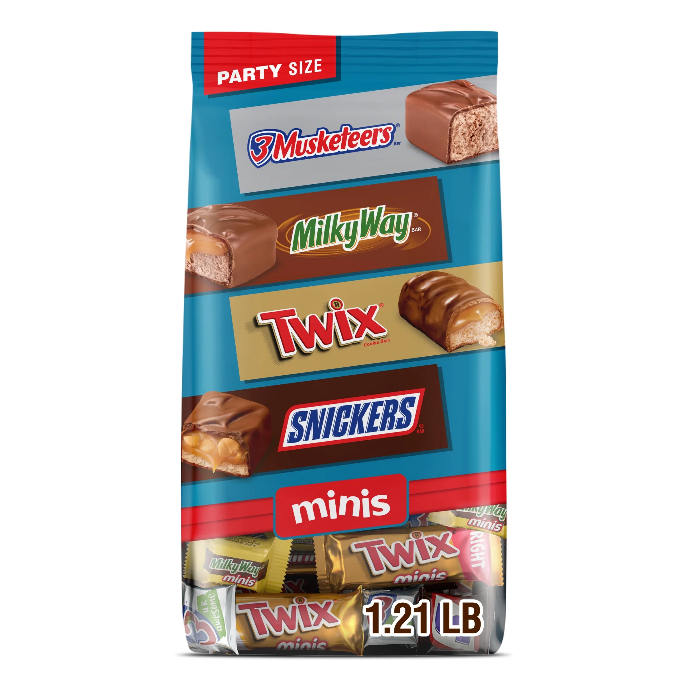 Mars Mixed Snickers, Twix, Milky Way, & 3 Musketeers Minis Chocolate Bars - 19.49 oz Bulk Bag | Walmart (US)