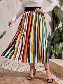 SHEIN Mulvari Plus Colorful Striped Skirt SKU: swskirt07210201601(500+ Reviews)$13.49$12.82Join f... | SHEIN