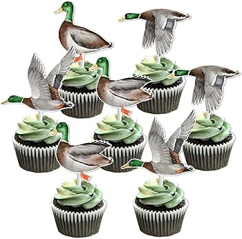 Duck Hunting Party Decorations, 24pcs Duck Cupcake Toppers, Mallard Duck Birthday Party Supplies | Amazon (US)