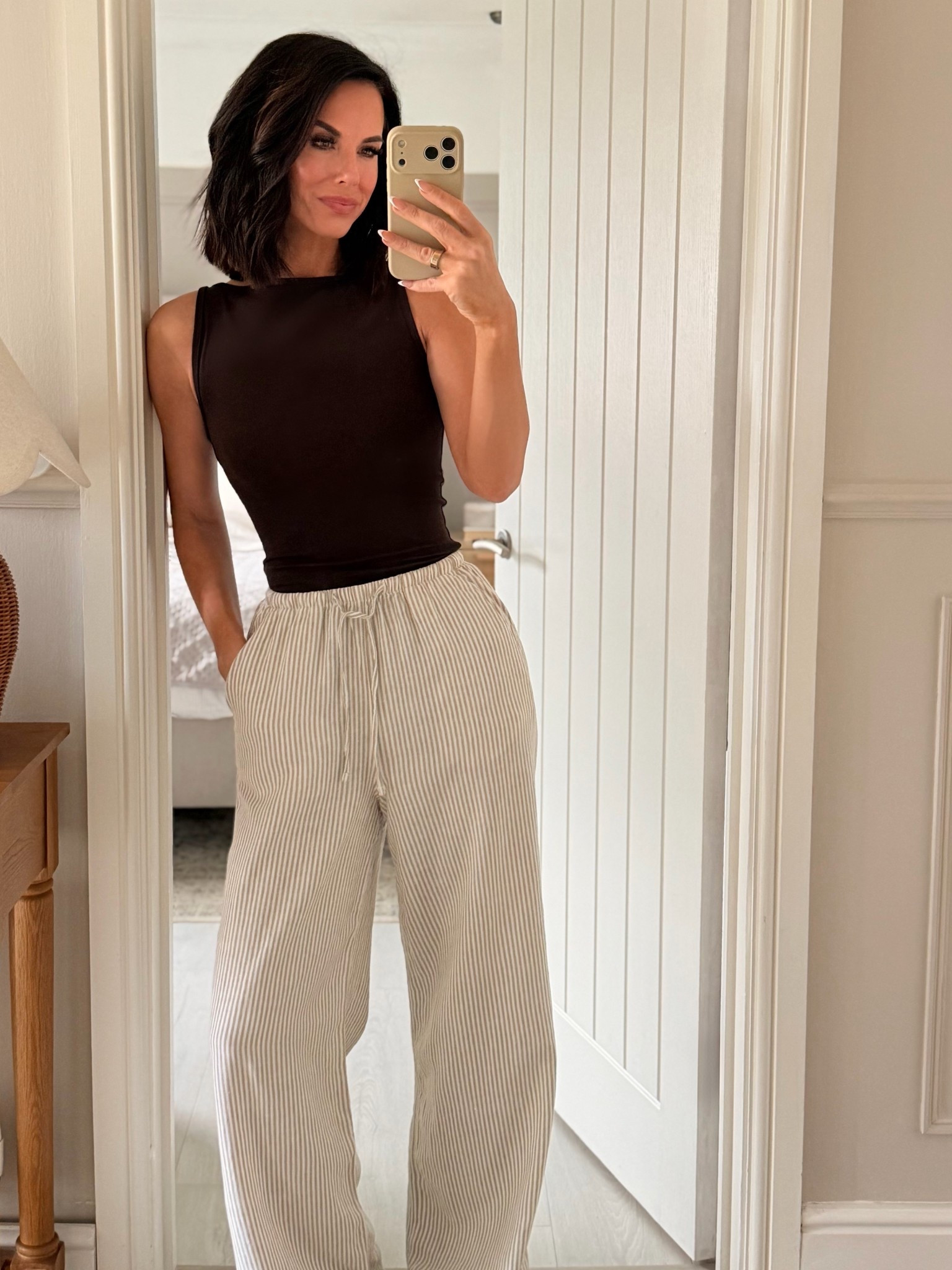 Casual work from home spring summer outfit… these wide leg linen trousers are my go to when I want something comfy and stylish 🤎 paired with a basic brown sleeveless tank top 🫶🏽

#LTKspring #LTKworkwear #LTKuk