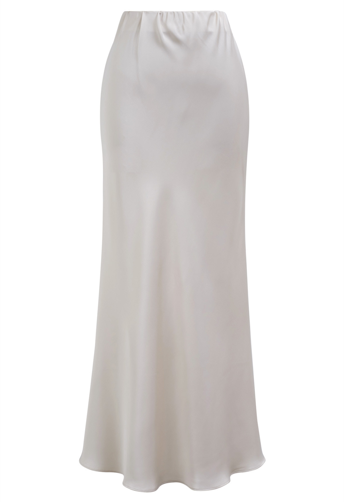 Satin Finish Mermaid Maxi Skirt in Ivory | Chicwish