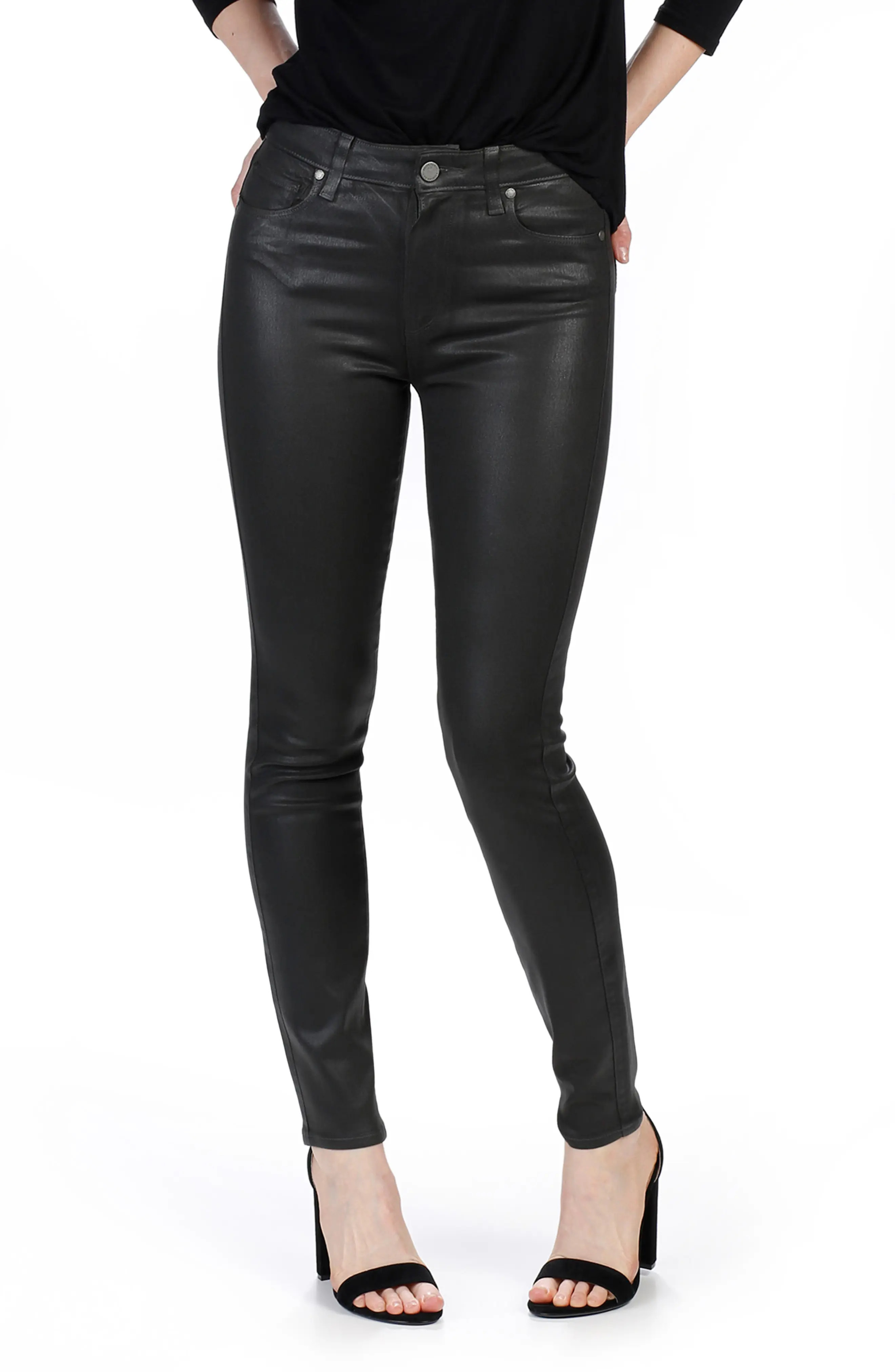 Transcend - Hoxton Coated High Waist Ankle Skinny Jeans | Nordstrom