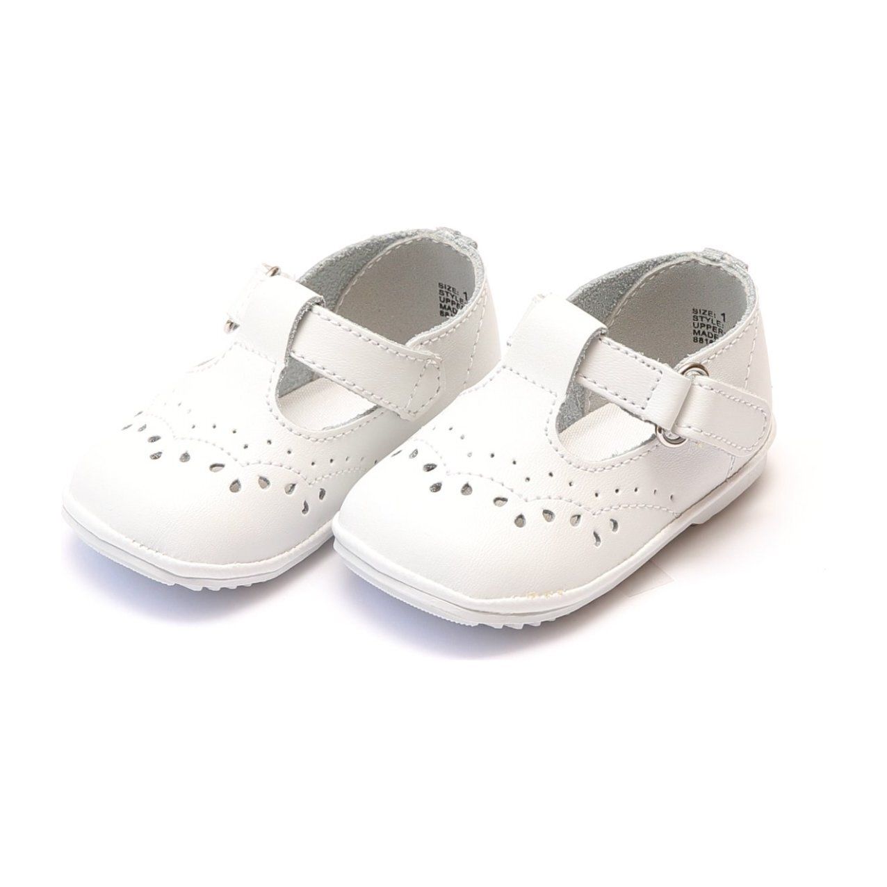 Baby Birdie Leather T-Strap Stitched Mary Jane, White | Maisonette