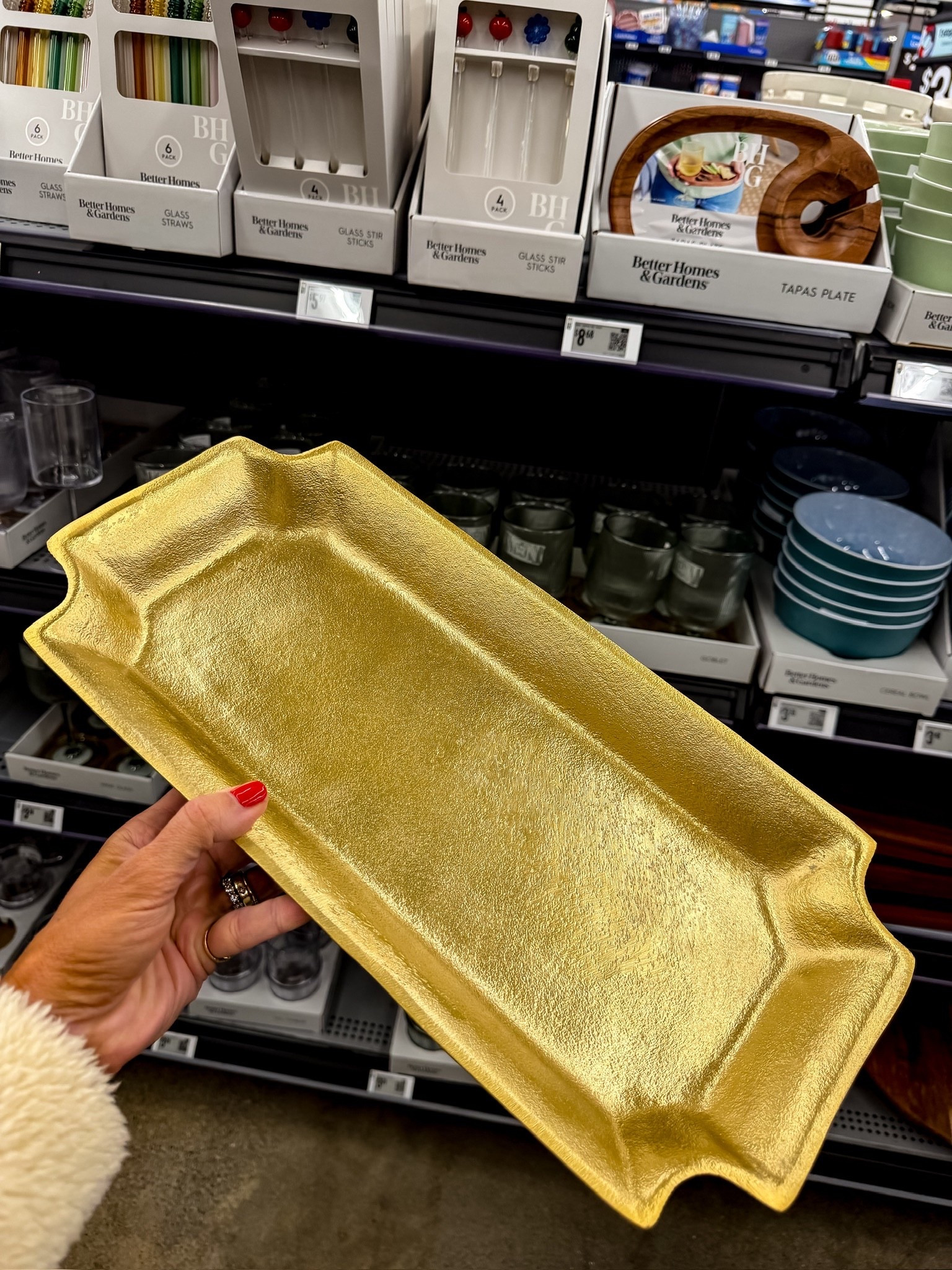 This is such a chic little find. That textured gold tray instantly elevates anything you put on it, think candles, a small vase, or even styling it on a bar cart or coffee table. It has that high end, hostess vibe without trying too hard

gold decor, coffee table styling, hosting essentials, home finds, neutral decor, affordable home, elevated everyday, themominstyle 

#LTKmomlife #LTKSeasonal #LTKHome