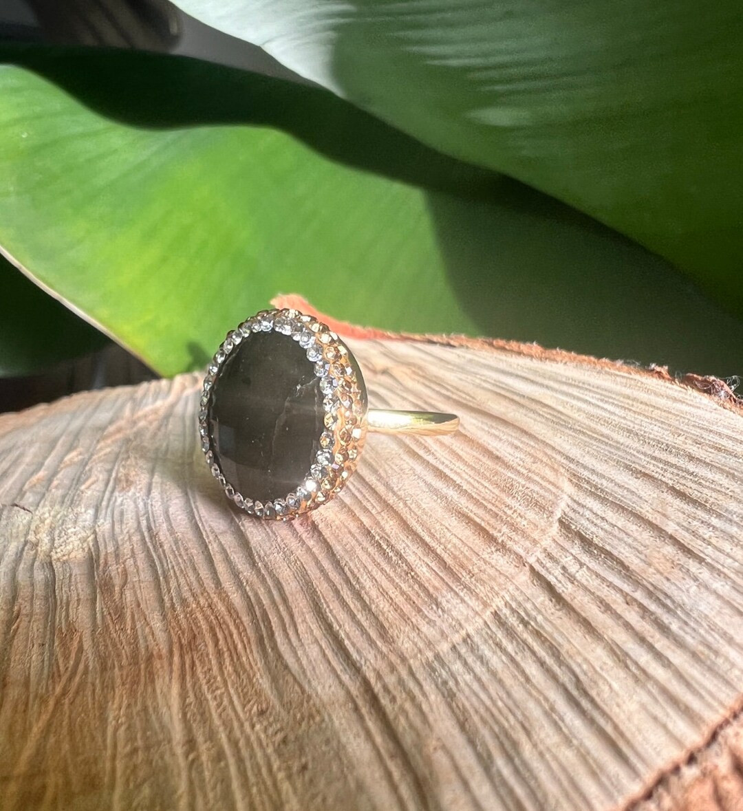 Labradorite Ring / Rhinestone Ring / Adjustable Ring / Gift Idea / for Her - Etsy | Etsy (US)