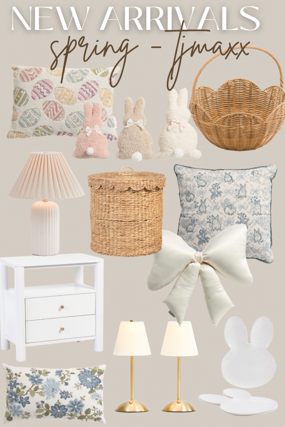 New spring arrivals at tjmaxx! Spring home decor - scalloped -
Easter decor - Easter pillow - bow pillow - lamp - bunny plate - bunny pillow - Easter egg pillow - Easter 

#LTKFamily #LTKSeasonal #LTKHome