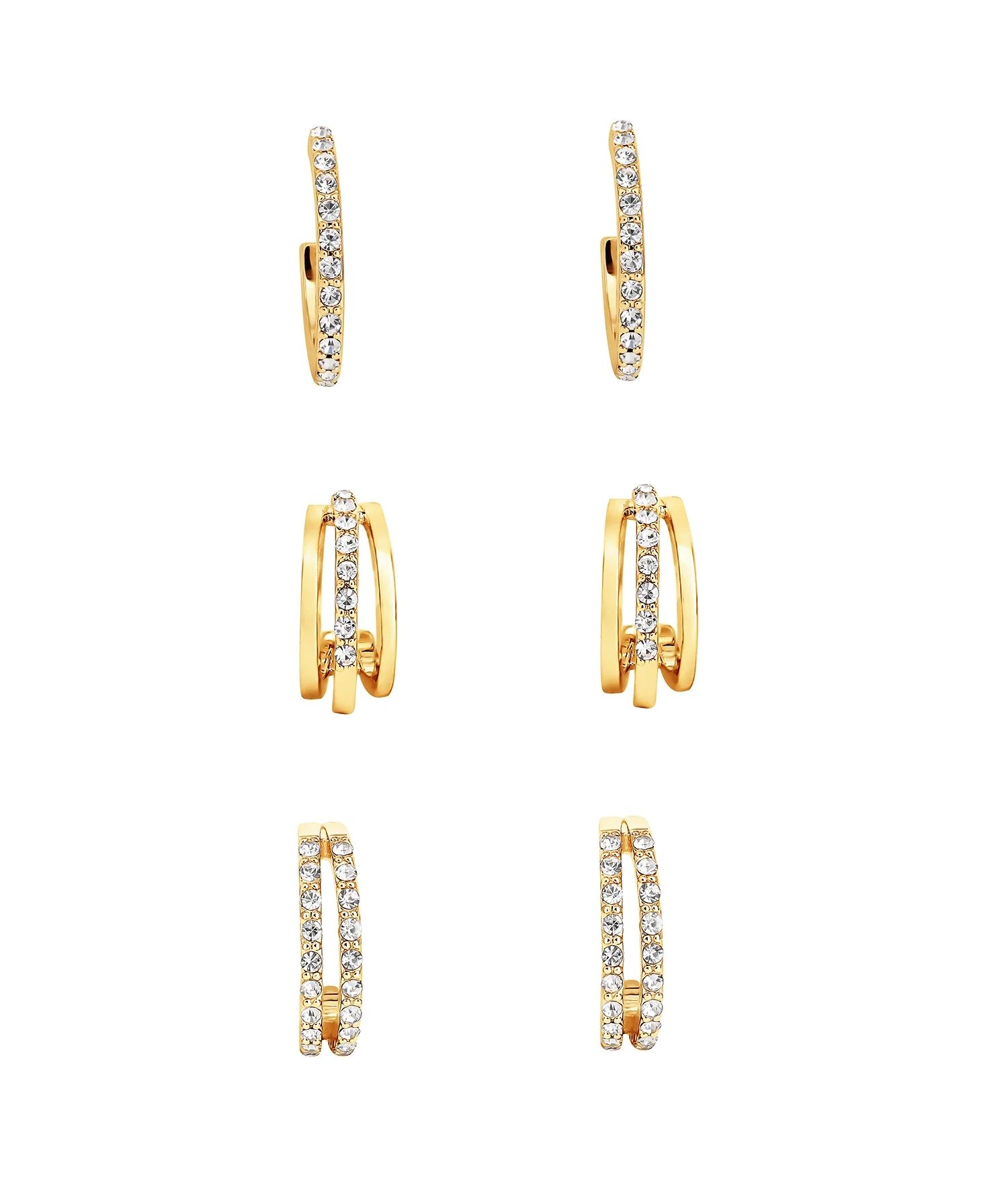 Believe By Brilliance 14kt Gold Flash Plated Cubic Zirconia Earring Set, 3 Pairs - Walmart.com | Walmart (US)