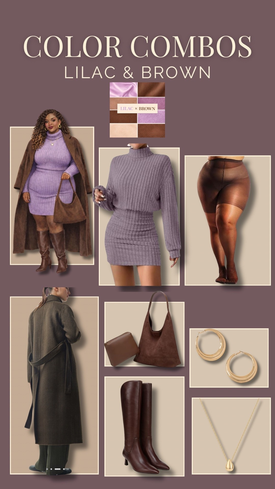 winter outfit idea featuring color combo lilac & brown 💜🤎

#LTKPlusSize #LTKMidsize #LTKgrwm