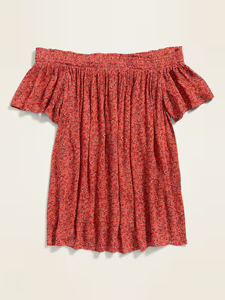 Floral-Print Off-the-Shoulder Crinkle-Crepe Blouse for Women | Old Navy (US)