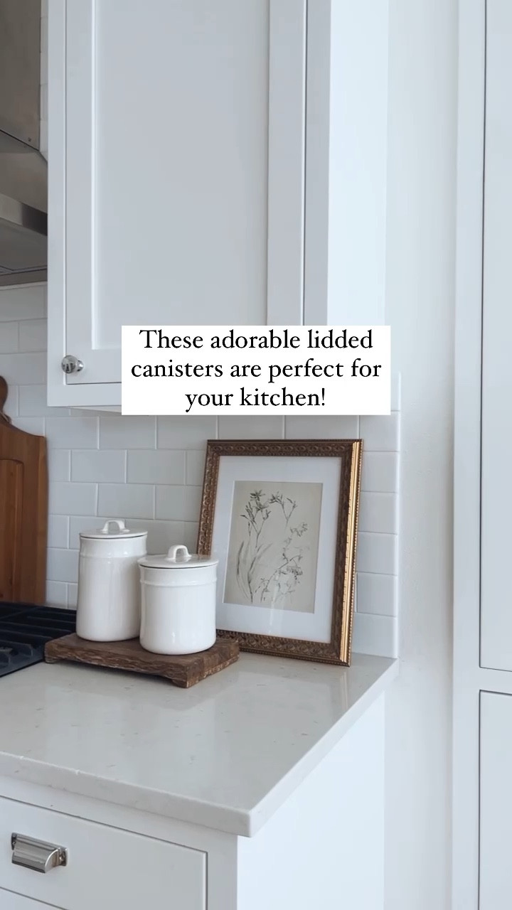 These adorable lidded canisters are 25% off + are perfect for your kitchen! You could use them for storage or a utensil crock, or add a small jar filled with water and fresh flowers, and turn them into a cute vase. 

#LTKunder50 #LTKsalealert #LTKhome