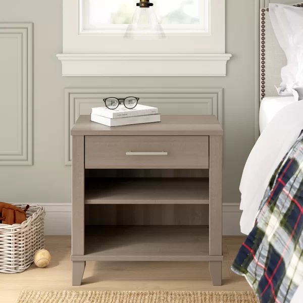 Cheala 24.9'' Tall 1 - Drawer Nightstand in Ash Gray | Wayfair North America