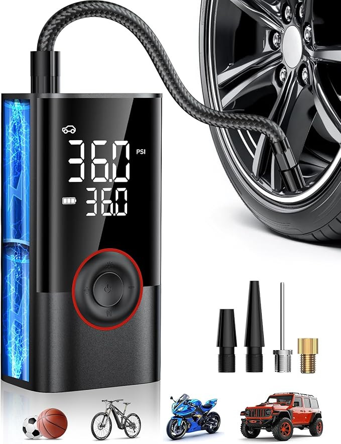 Tire Inflator Portable Air Compressor, 150PSI Air Pump for Car Tires with LED Light, Cordless Tir... | Amazon (US)
