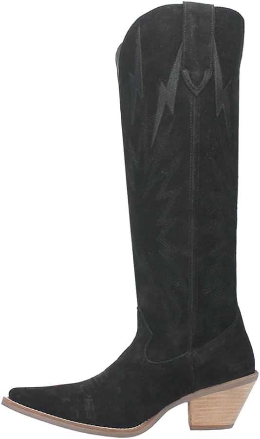 Dingo Womens Thunder Road Snip Toe Casual Boots Knee High Mid Heel 2-3" - Black | Amazon (US)