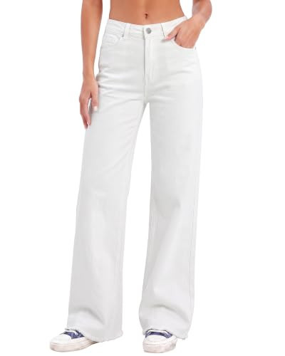 Utyful Jeans for Women Trendy Loose Trouser Jeans for Women White Large | Amazon (US)