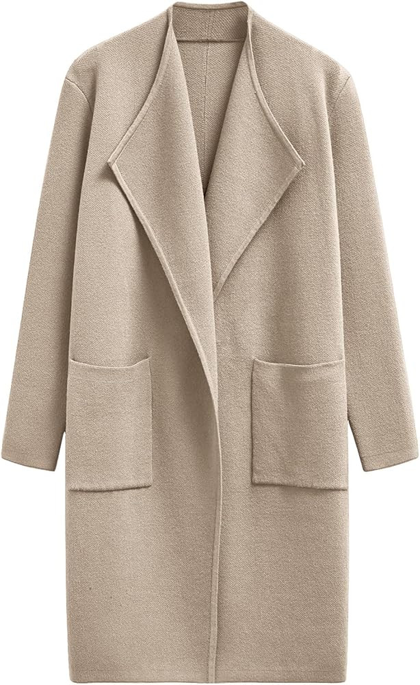 CHICWISH Women Open Front Knit Long Cardigan Patch Pocket Long Sleeve Fall Winter Casual Chunky C... | Amazon (US)