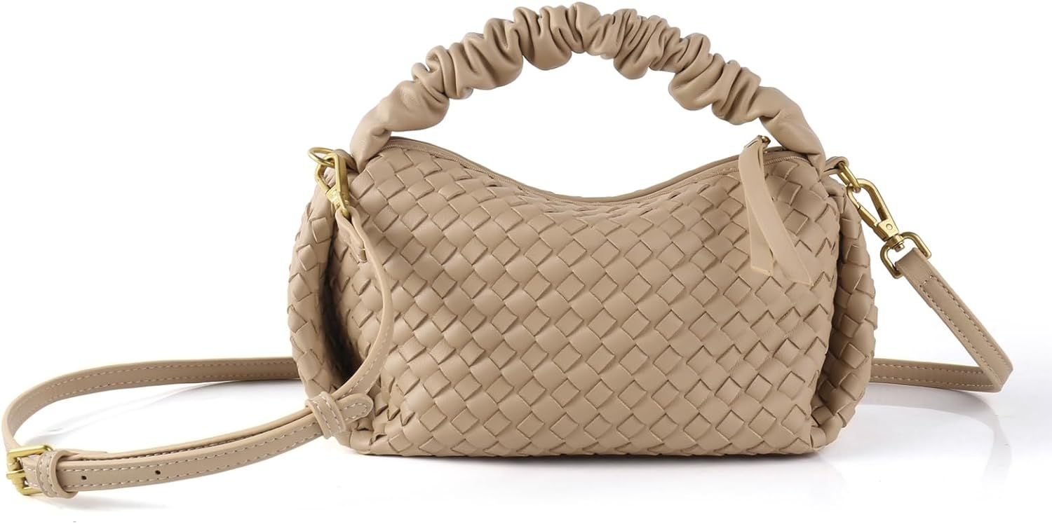 SHARPAD Woven Handbags For Women, Vegan Leather Crossbody Bag With Detachable Strap Shoulderbag, ... | Amazon (US)