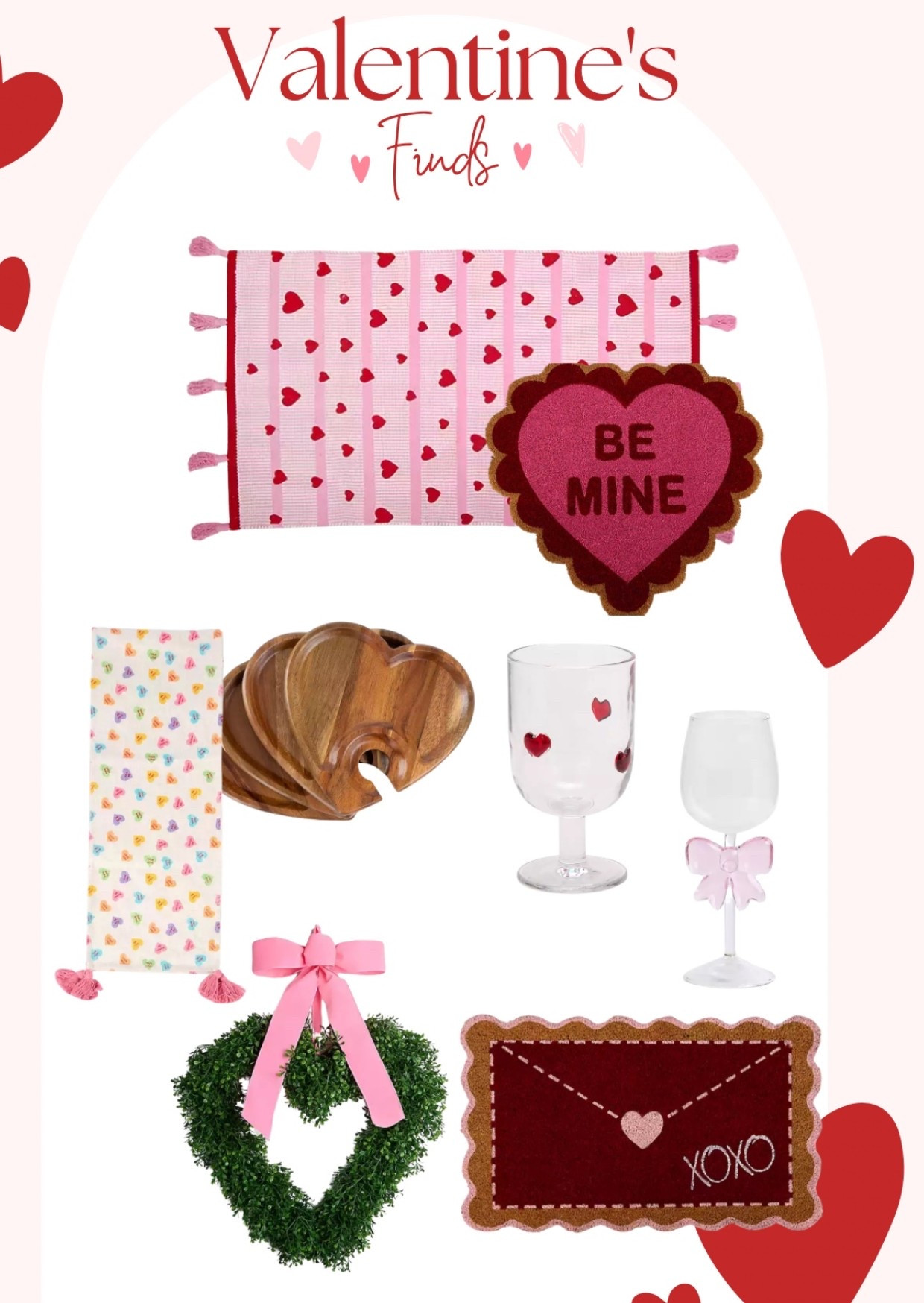 Valentine’s decor, Kirklands. , heart wreath, heart doormat, bow wine glass

#LTKHome #LTKValentine