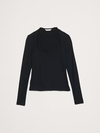 Sculpted-Stretch Square-Neck Top | Banana Republic (US)