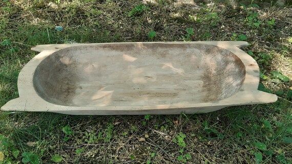Hand Carved - Antique Primitive Wooden Dough Bowl - Antique Natural Wood Long Dough Bowl - Countr... | Etsy (US)