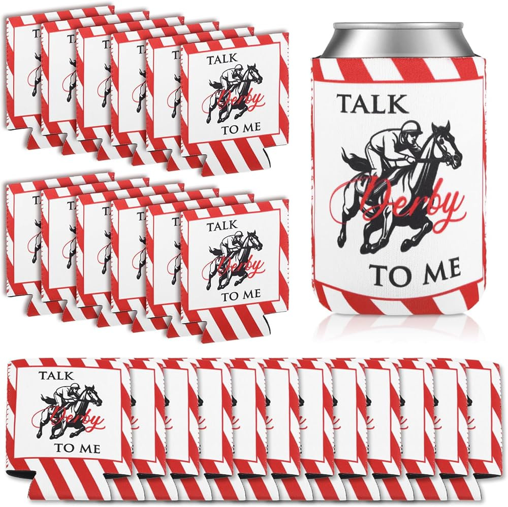 24 Pcs Derby Can and Beverage Coolers Talk Derby to Me Coolers Kentucky Horse Race Gifts Funny No... | Amazon (US)
