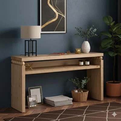 59-Inch Console, Contemporary Rustic Design, Slim Entry Table, Wooden Sofa Table, Hallway Table With Storage, Natural Wood Console, Entry Table With O | Wayfair North America