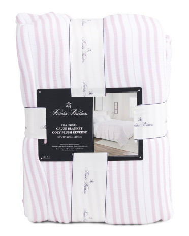 Reversible Cozy Plush Striped Blanket, Polyester | TJ Maxx