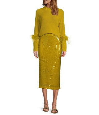 Antonio Melani Tilly Wool Blend Crew Neck Feather Detail Long Sleeve Sweater | Dillard's | Dillard's