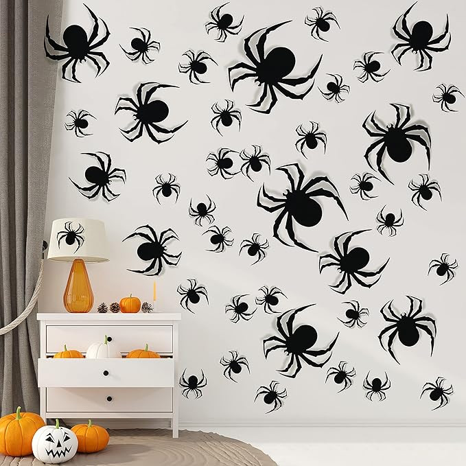 Halloween Wall Decorations DIY Halloween Party Supplies 3D Plastic Spider Decoration Stickers Hal... | Amazon (US)