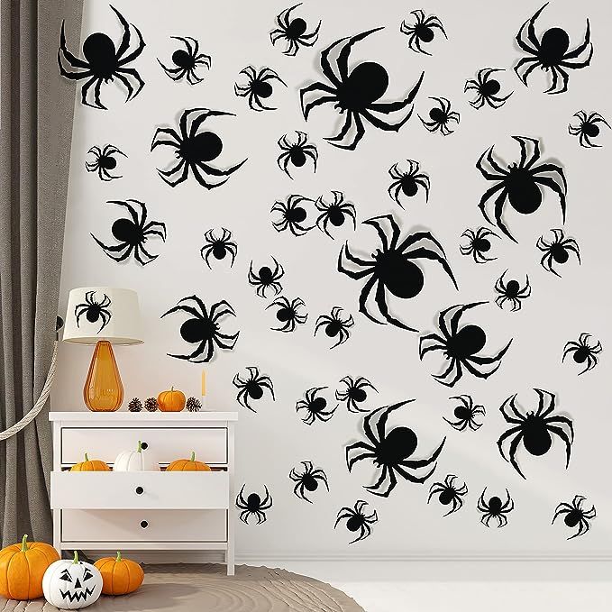 Halloween Wall Decorations DIY Halloween Party Supplies 3D Plastic Spider Decoration Stickers Hal... | Amazon (US)