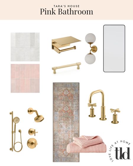 Our sophisticated blush bathroom is a total showstopper with accents of gold and black.

#LTKhome