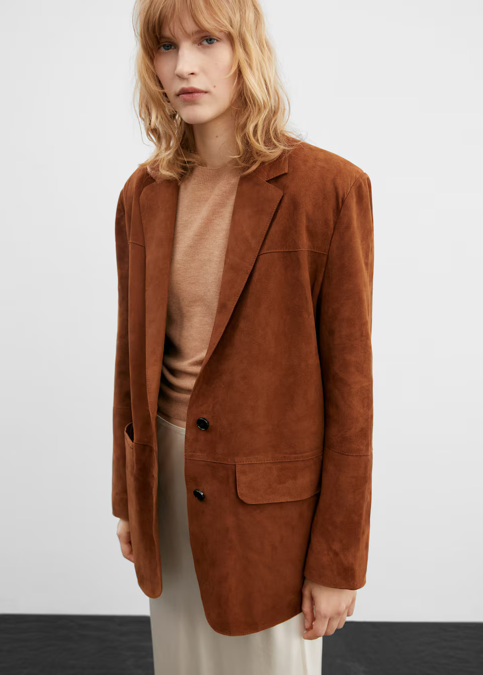 Oversized suede blazer -  Women | Mango USA | MANGO (US)