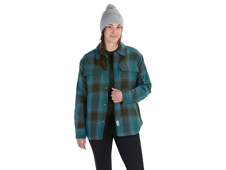 Marmot Ridgefield Sherpa Flannel Jacket Women's Coat Dark Jungle : MD, Cotton/Flannel/Polyester | Zappos