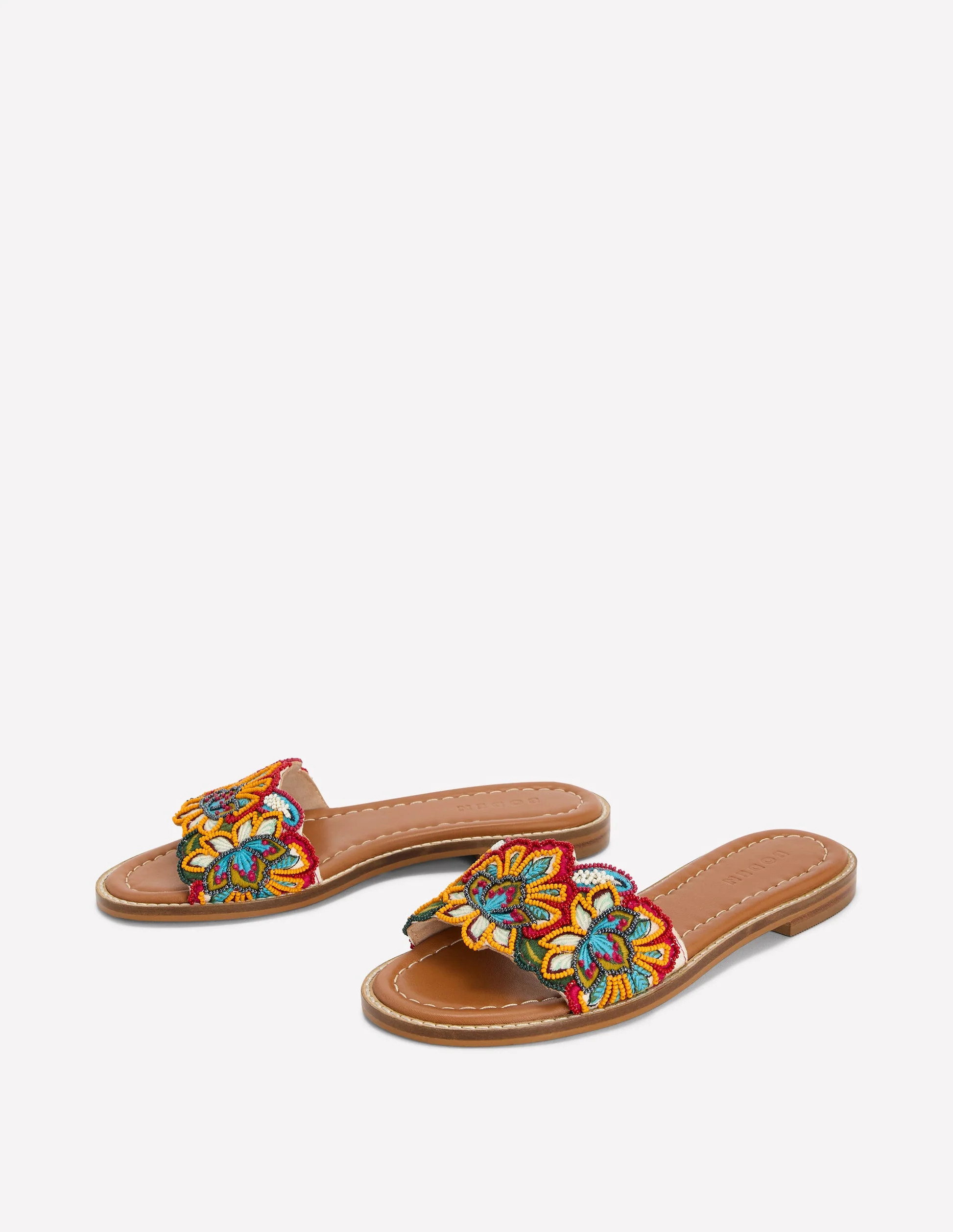 Beaded Flower Flat Sandal-Floral Multi Embroidery | Boden (US)