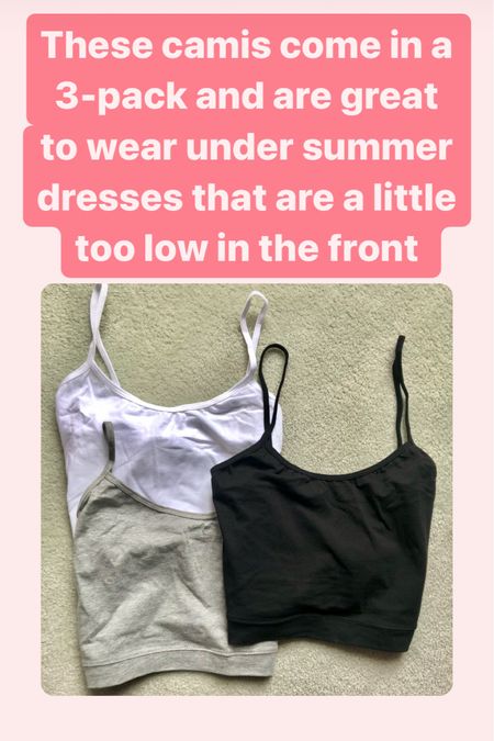 I like to wear these camisole tops under dresses or tops that are too low in the front. They come in a 3-pack and a variety of colors  

#LTKFestival #LTKparties #LTKstyletip