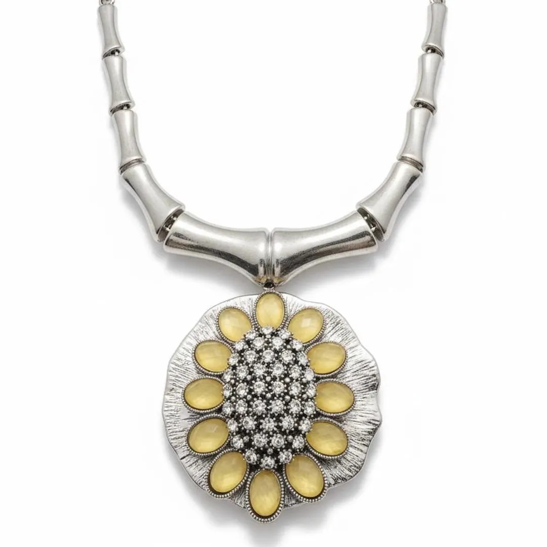 THE MARISOL COLLAR | Vintage 1970s Sculptural Collar Necklace with Golden Petal Pendant | Moderni... | Etsy (US)