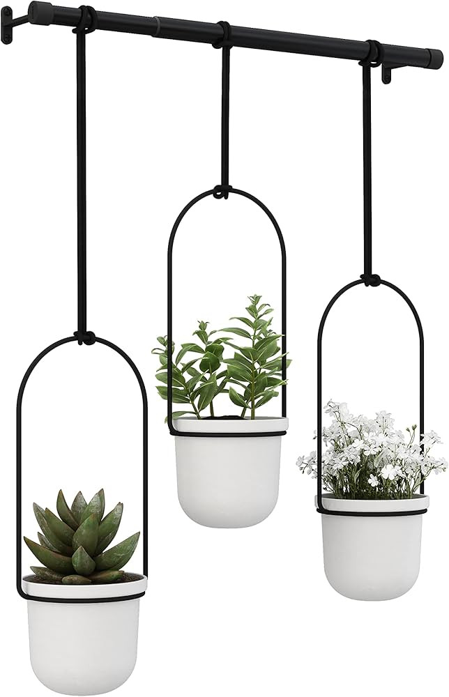 Umbra Triflora Hanging Planter for Window, Indoor Herb Garden, White/Black, Triple | Amazon (US)