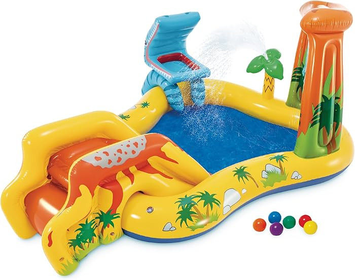 Intex Inflatable Dinosaur Play Center Outdoor Playhouse Inflatable Water Park with Kid Pool Slide... | Amazon (US)