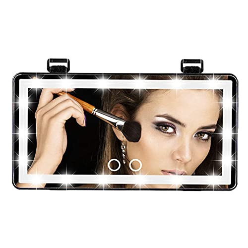 Car Visor LED Vanity Mirror, Rechargeable Car Makeup Mirror with LED Lights for Car Truck SUV Rear View Mirror Sun, Shading Cosmetic Mirror with Touch on Screen for Cars. (Black) | Amazon (US)