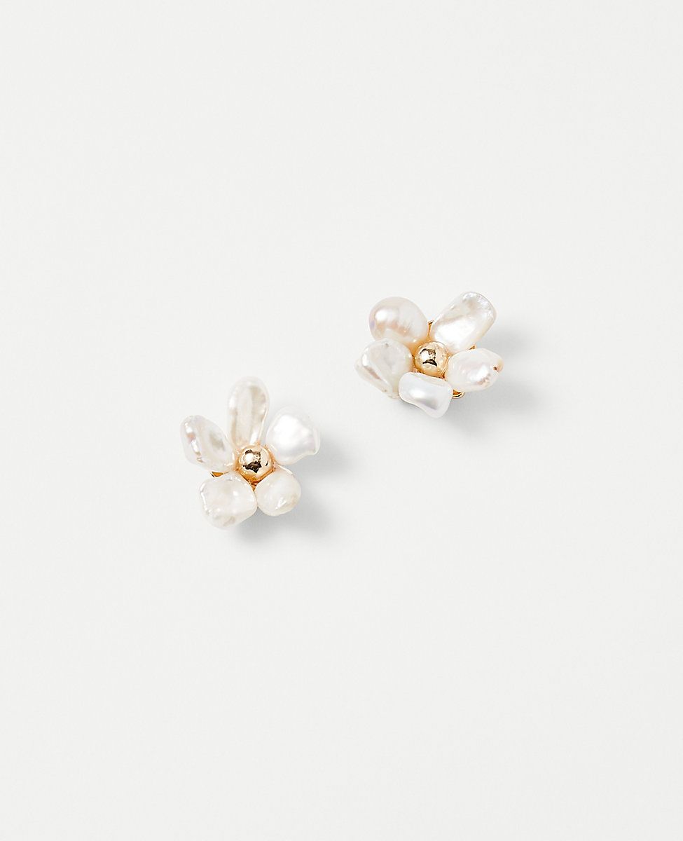 Freshwater Pearl Floral Stud Earrings | Ann Taylor (US)