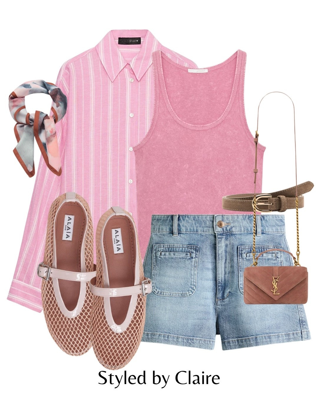 CUTE SHORTS🌸
Tags: fishnet ballet flats Madison alaia Steve Madden dupes mesh pink nude shirt stripe Zara washed out tank top rosa scoop neck H&M shorts light wash pocket detail taupe belt suede YSL bag silk scarf fashion city break brunch girls day out date holiday vacation chic women’s style statement ootd spring summerr

#LTKspring #LTKsummer #LTKstyletip