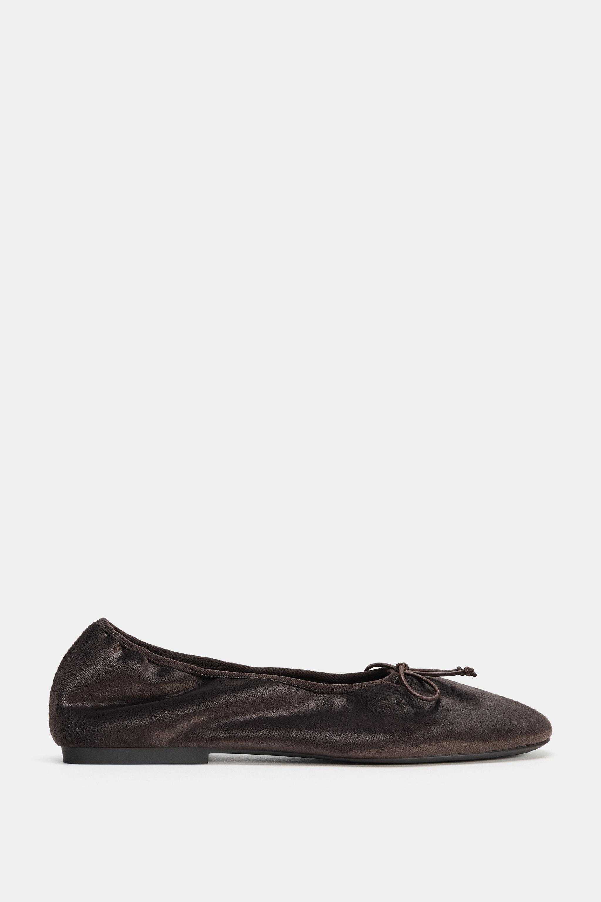 VELVET EFFECT BALLET FLATS WITH BOW | Zara US