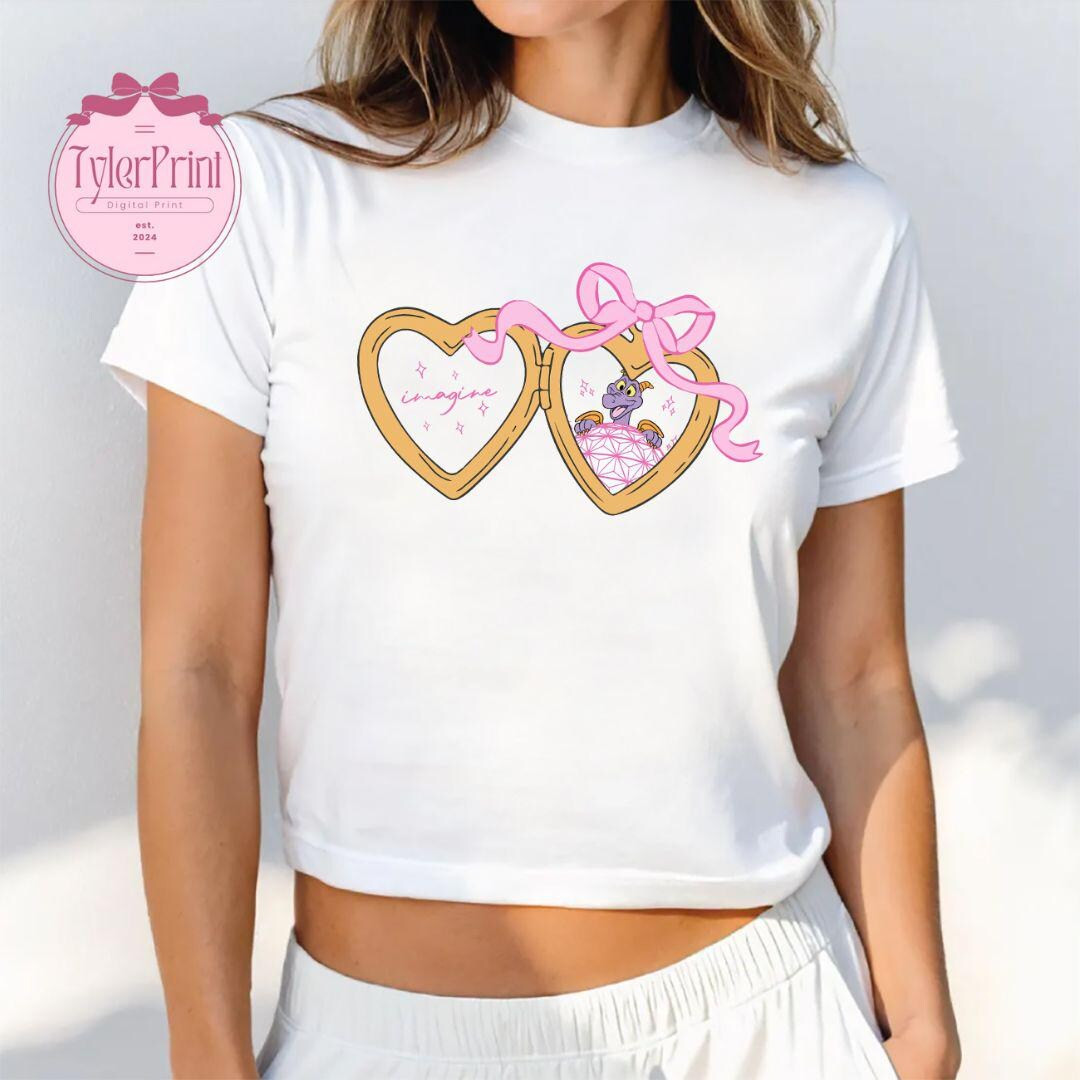 Coquette Bow Disney Locket Valentine Baby Tee Crop Top, Figment Epcot Valentine Shirt, Figment Sh... | Etsy (US)