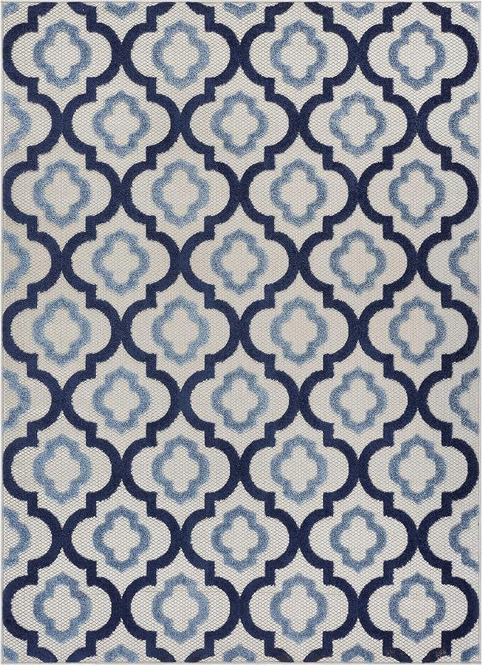 Well Woven Dorado Illuminate Blue Modern Trellis High-Low Indoor/Outdoor 7'10" x 9'10" Area Rug | Amazon (US)