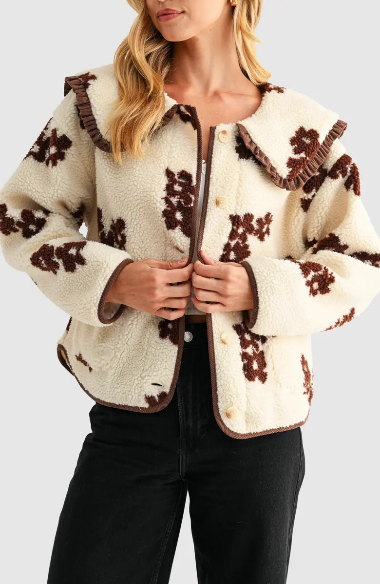 All in Favor Floral High Pile Fleece Jacket | Nordstrom | Nordstrom